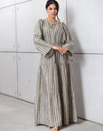 Striped Kaftan Dress in Golden Sand