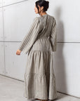 Striped Kaftan Dress in Golden Sand