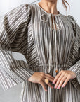 Striped Kaftan Dress in Golden Sand