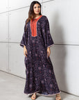 Bloom Kaftan with Coral Neckline in Purple RTW