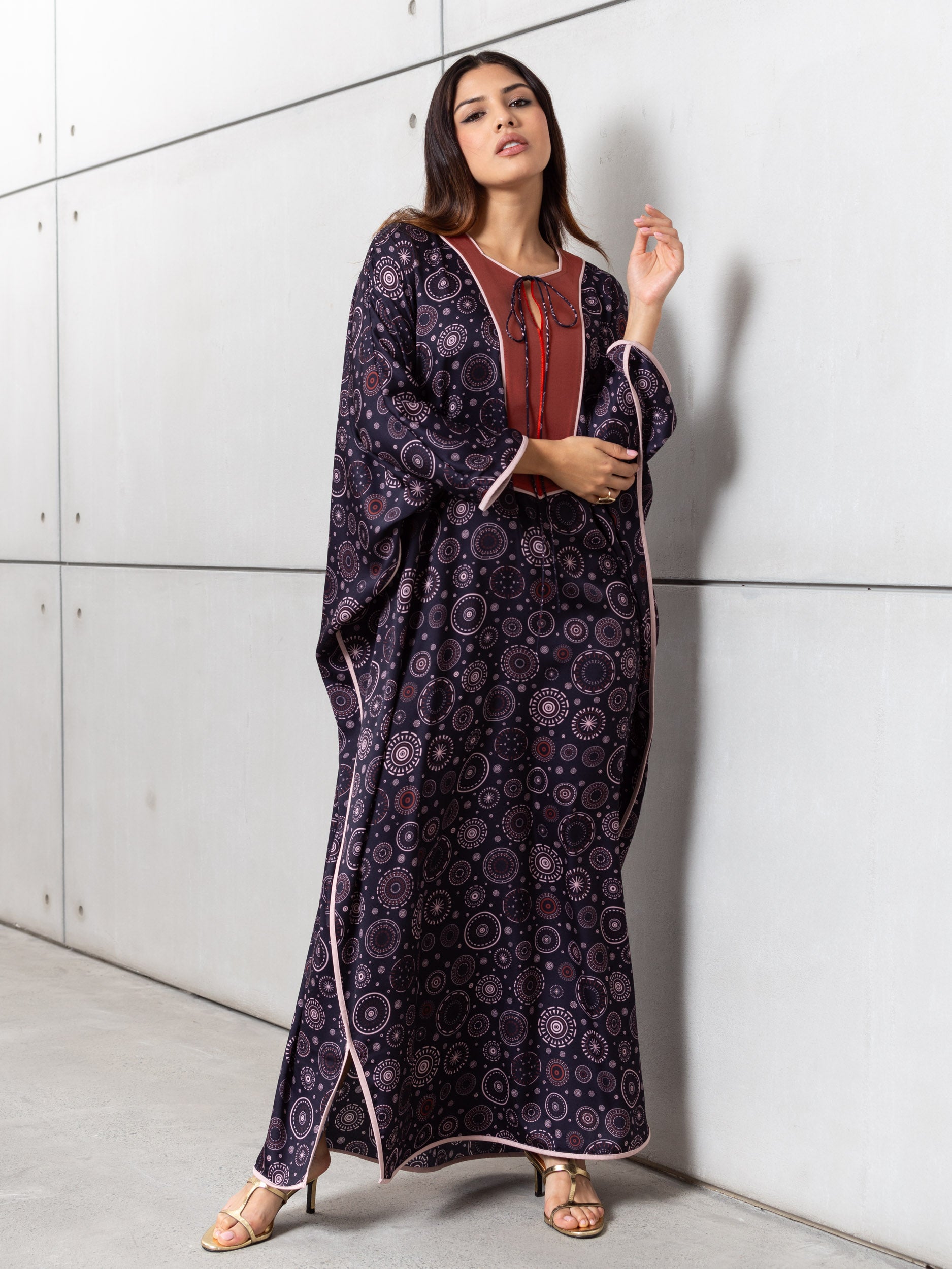 Bloom Kaftan with Coral Neckline in Purple RTW