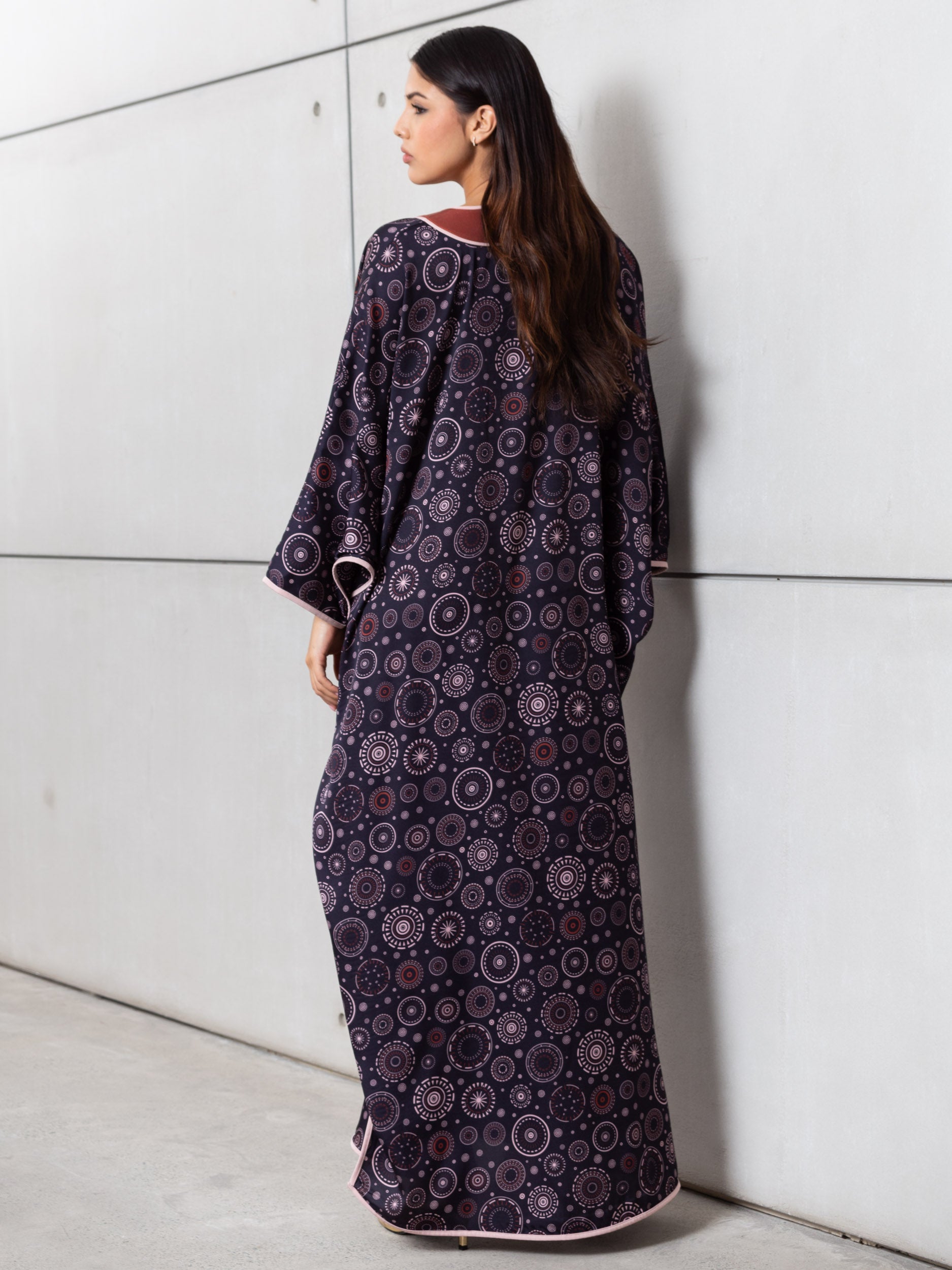 Bloom Kaftan with Coral Neckline in Purple RTW