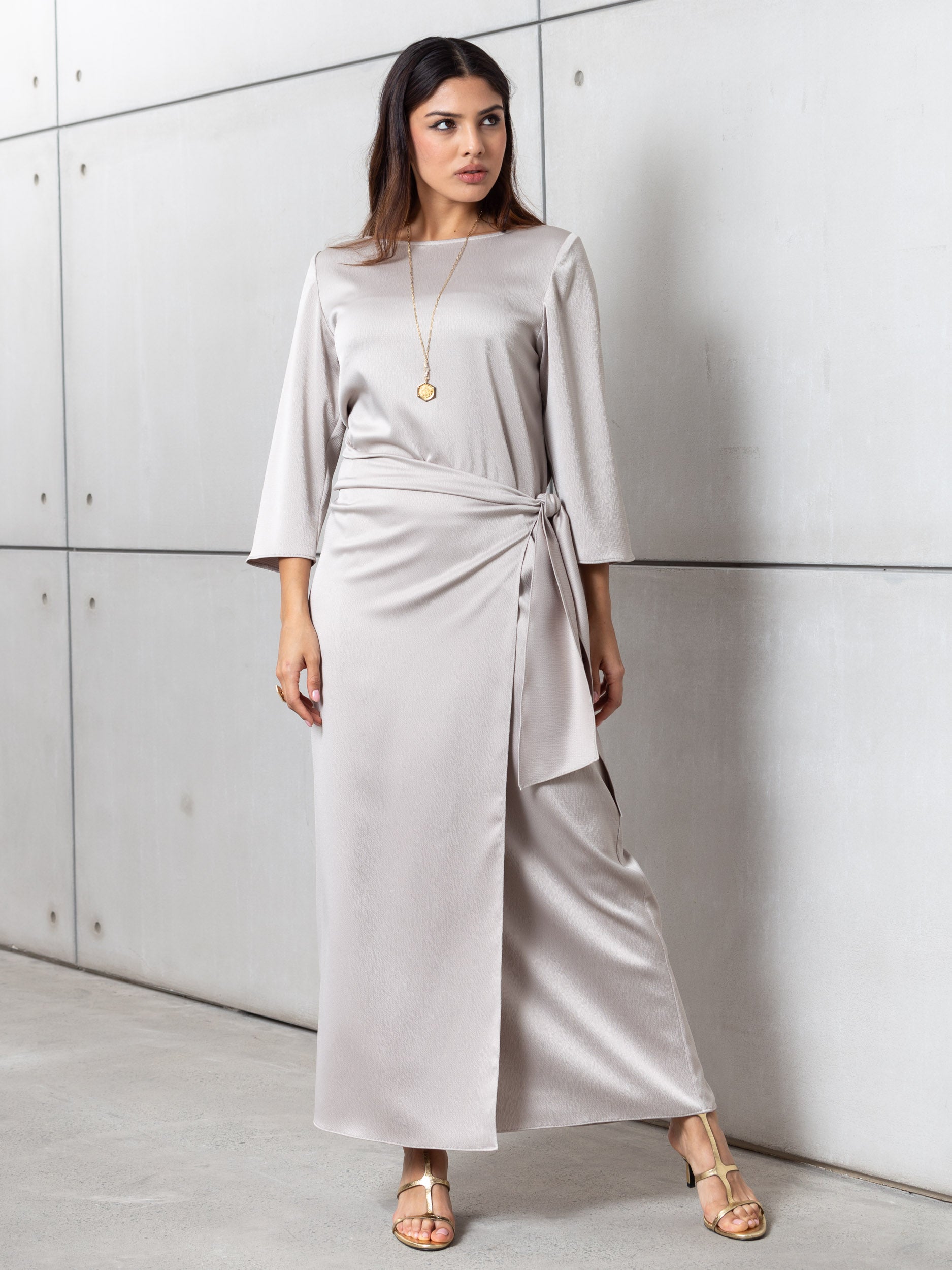 Wrap Dress in Polished Greige