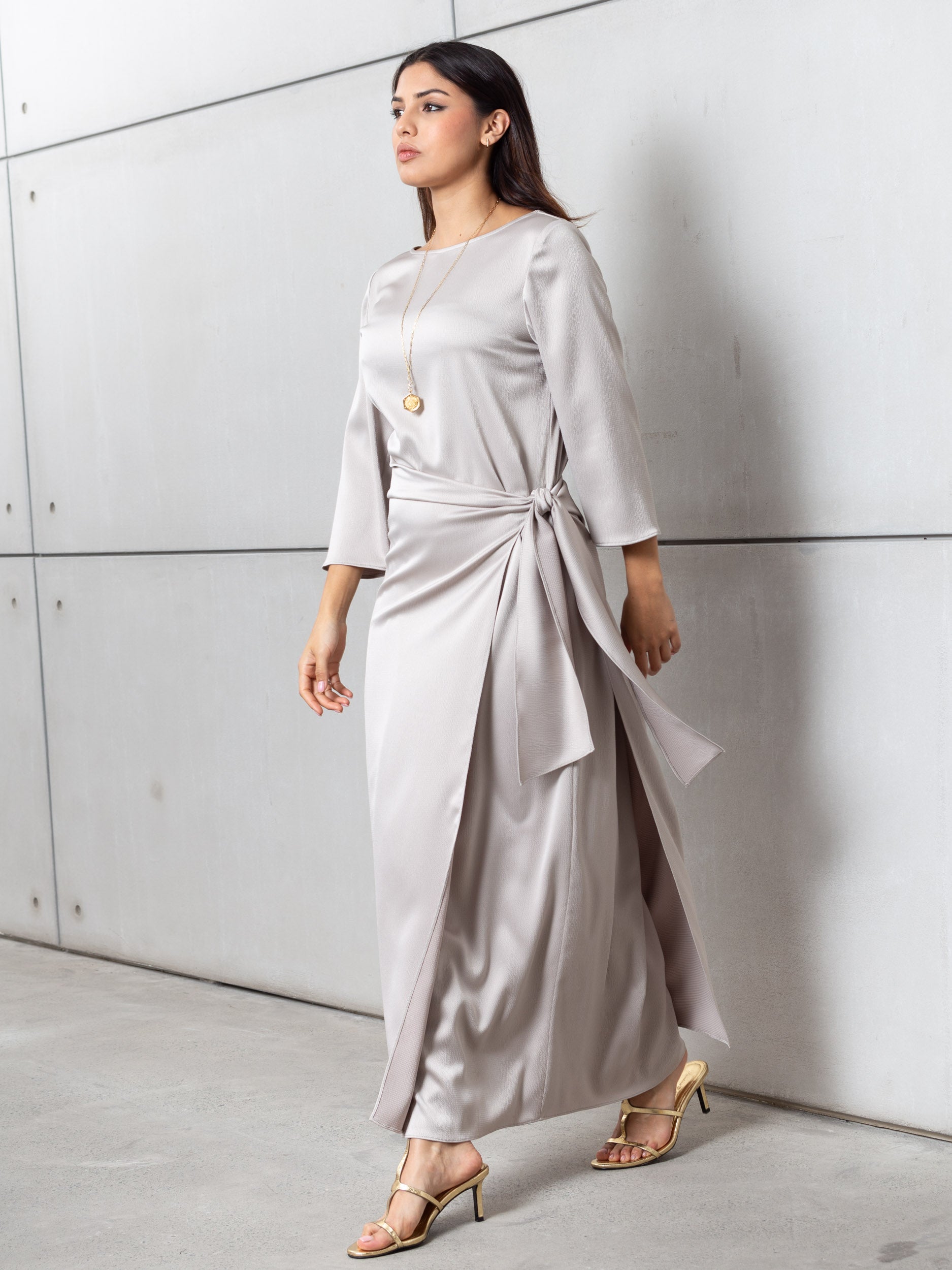 Wrap Dress in Polished Greige