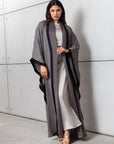 Flow Abaya in Olive with Black Satin Contrast