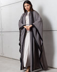 Flow Abaya in Olive with Black Satin Contrast