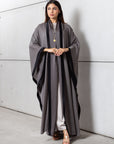 Flow Abaya in Olive with Black Satin Contrast