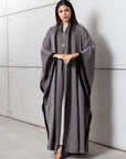 Flow Abaya in Olive with Black Satin Contrast