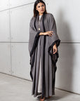 Flow Abaya in Olive with Black Satin Contrast