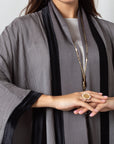 Flow Abaya in Olive with Black Satin Contrast