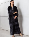 Crushed Velvet Abaya in Black