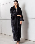 Crushed Velvet Abaya in Black