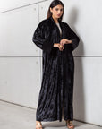 Crushed Velvet Abaya in Black