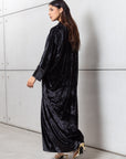 Crushed Velvet Abaya in Black