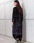 Crushed Velvet Abaya in Black