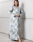 Floral Jacquard Abaya in Sky Blue