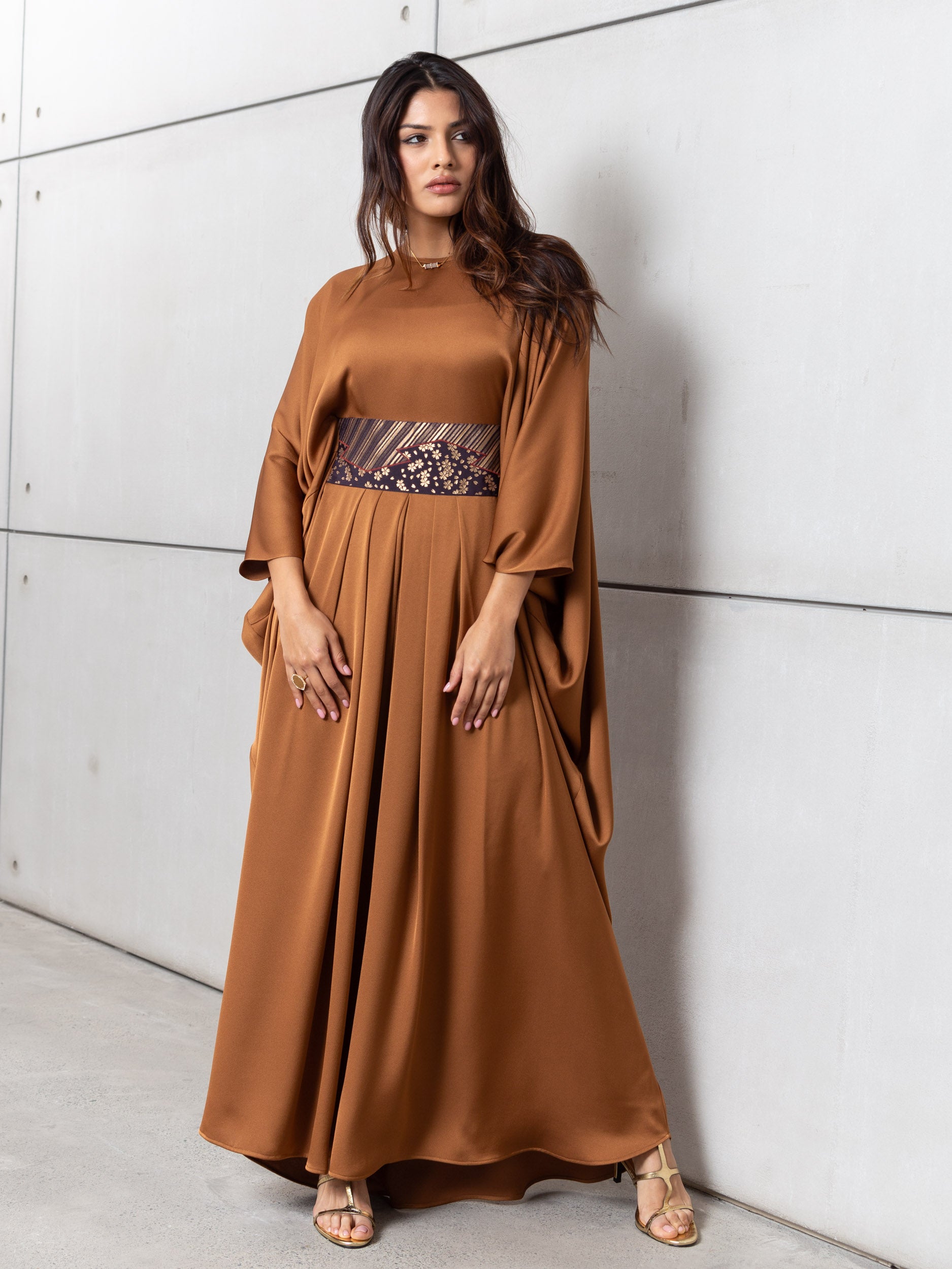 Pleated Limited Kaftan in Bronze