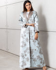 Floral Jacquard Abaya in Sky Blue