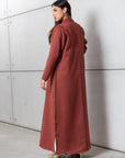 Tencel Twill Abaya in Brick with Japanese String Detail RTW