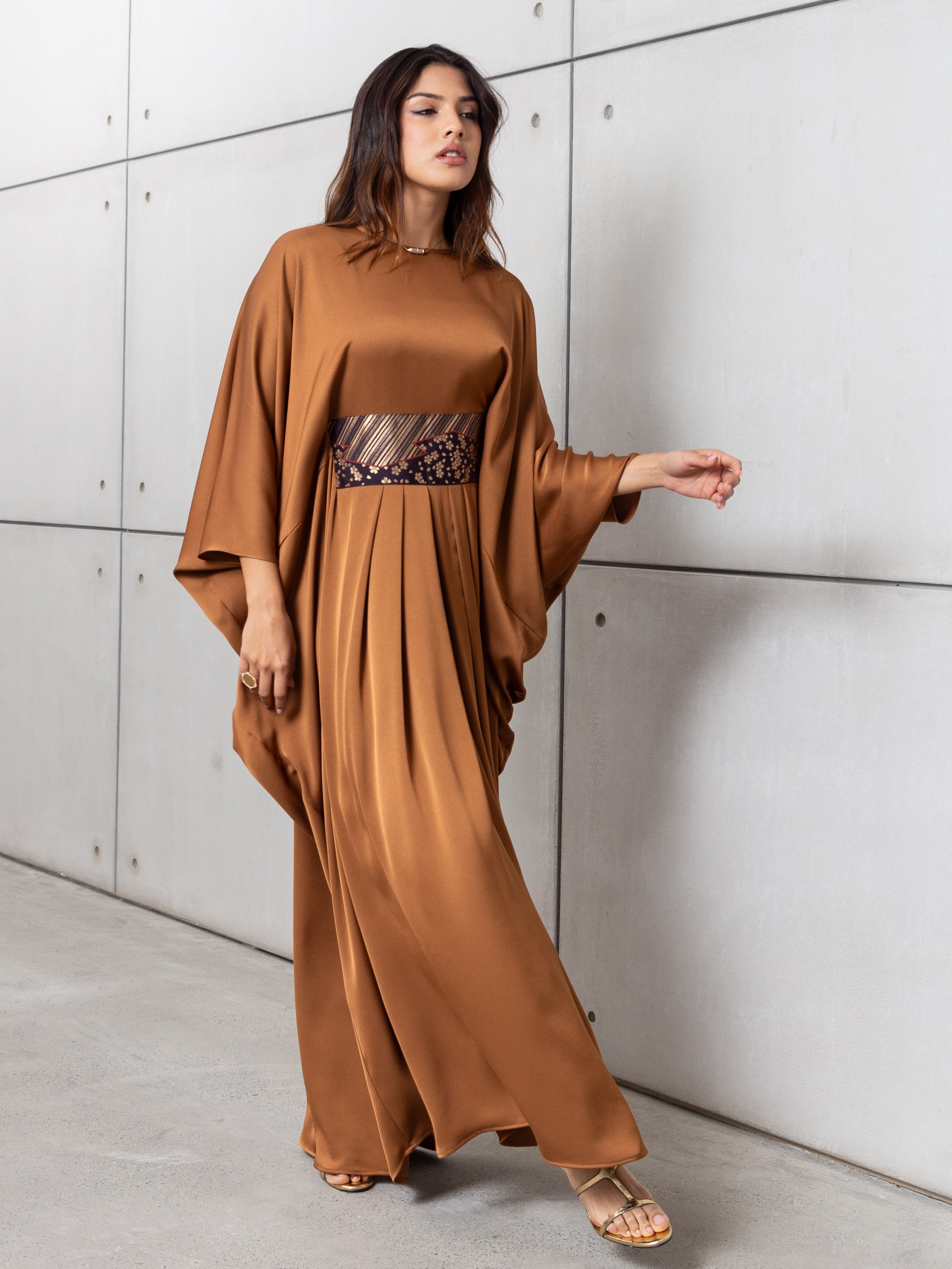 Pleated Limited Kaftan in Bronze