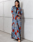 Abstract Kaftan in Blue & Red