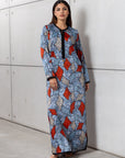 Abstract Kaftan in Blue & Red