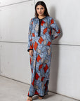 Abstract Kaftan in Blue & Red