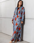 Abstract Kaftan in Blue & Red