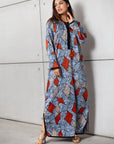 Abstract Kaftan in Blue & Red