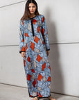 Abstract Kaftan in Blue & Red