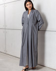 Suit Fitted Abaya in Light Pin Stripe Grey