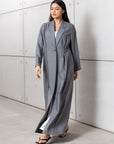 Suit Fitted Abaya in Light Pin Stripe Grey