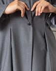 Suit Fitted Abaya in Light Pin Stripe Grey