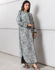 Pattern Abaya with Green Trim