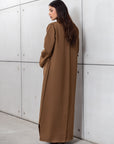 Tencel Twill Abaya in Golden Brown with Japanese String Detail RTW