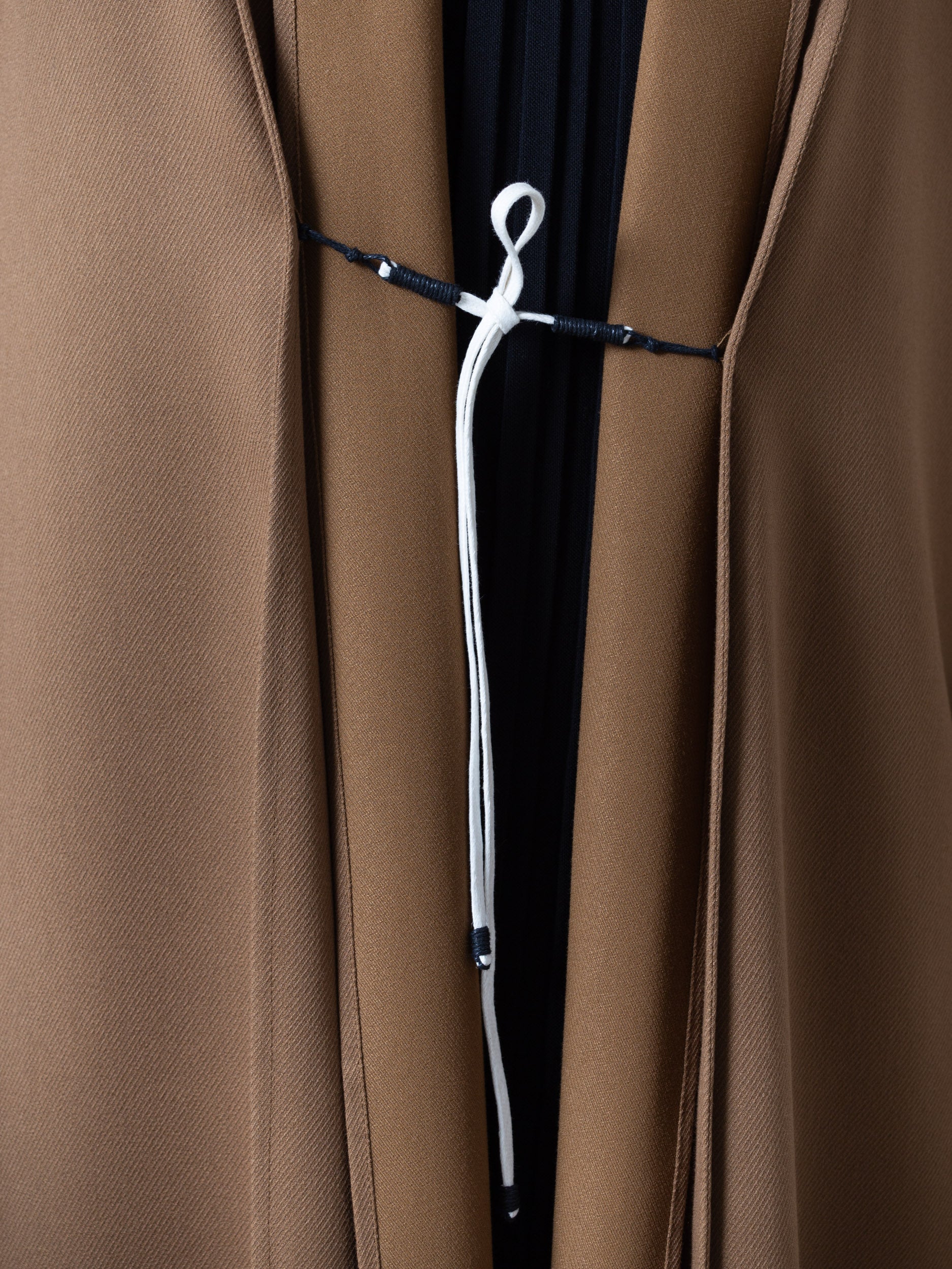 Tencel Twill Abaya in Golden Brown with Japanese String Detail RTW