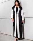 Set : Tencel Twill Abaya in Ivory with Black Cardigan