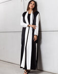 Set : Tencel Twill Abaya in Ivory with Black Cardigan