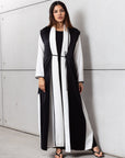 Set : Tencel Twill Abaya in Ivory with Black Cardigan