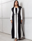 Set : Tencel Twill Abaya in Ivory with Black Cardigan