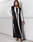 Set : Tencel Twill Abaya in Ivory with Black Cardigan