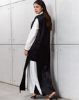 Set : Tencel Twill Abaya in Ivory with Black Cardigan