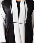 Set : Tencel Twill Abaya in Ivory with Black Cardigan