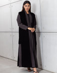 Set : Tencel Twill Abaya in Dark Brown with Velvet Cardigan