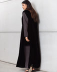 Set : Tencel Twill Abaya in Dark Brown with Velvet Cardigan