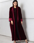 Velvet Abaya in Burgundy