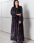 Velvet Abaya in Purple Pattern