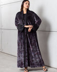 Velvet Abaya in Purple Pattern