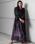 Velvet Abaya in Purple Pattern