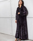 Velvet Abaya in Purple Pattern